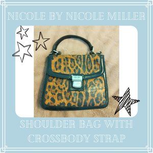 Nicole by Nicole Miller Jaguar Print Shoulder Bag Purse Faux Leather with Strap
